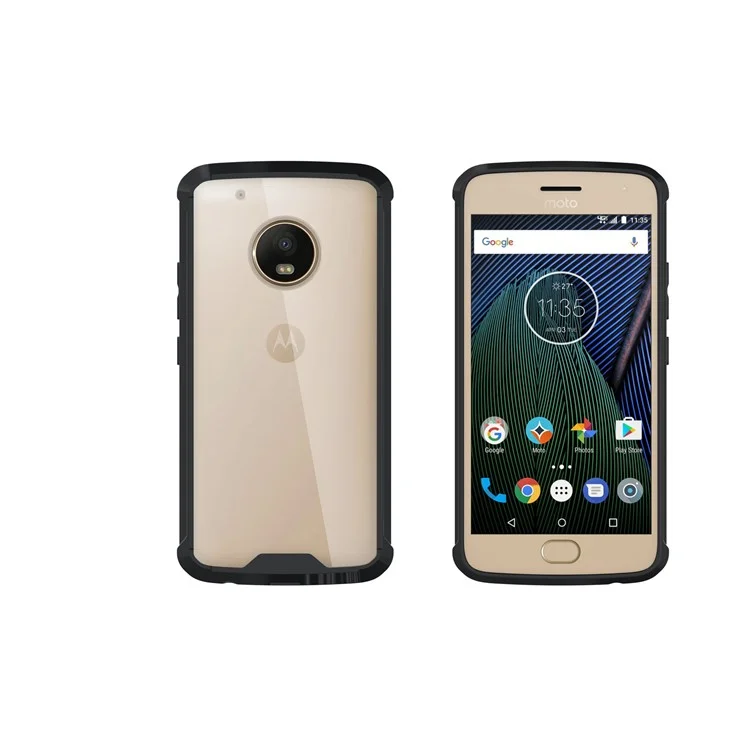 TPU + Transparent Acrylic Protective Cell Phone Case for Motorola Moto G5 Plus - Black