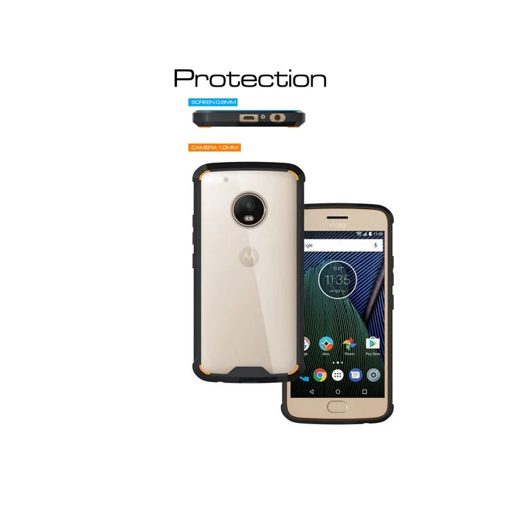 TPU + Transparent Acrylic Protective Cell Phone Case for Motorola Moto G5 Plus - Black