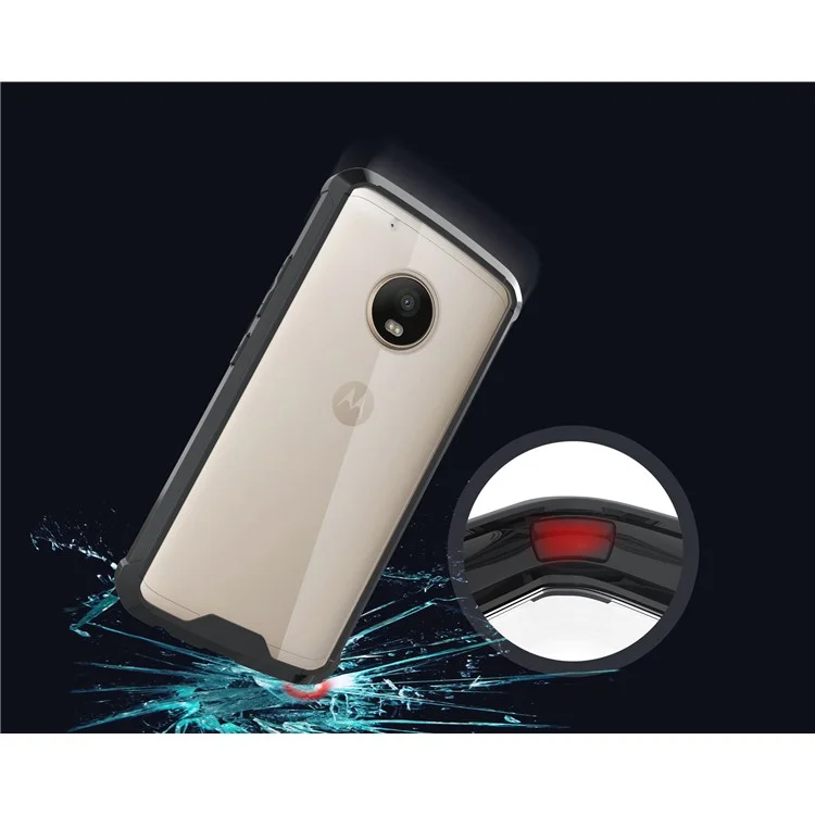 TPU + Transparent Acrylic Protective Cell Phone Case for Motorola Moto G5 Plus - Black