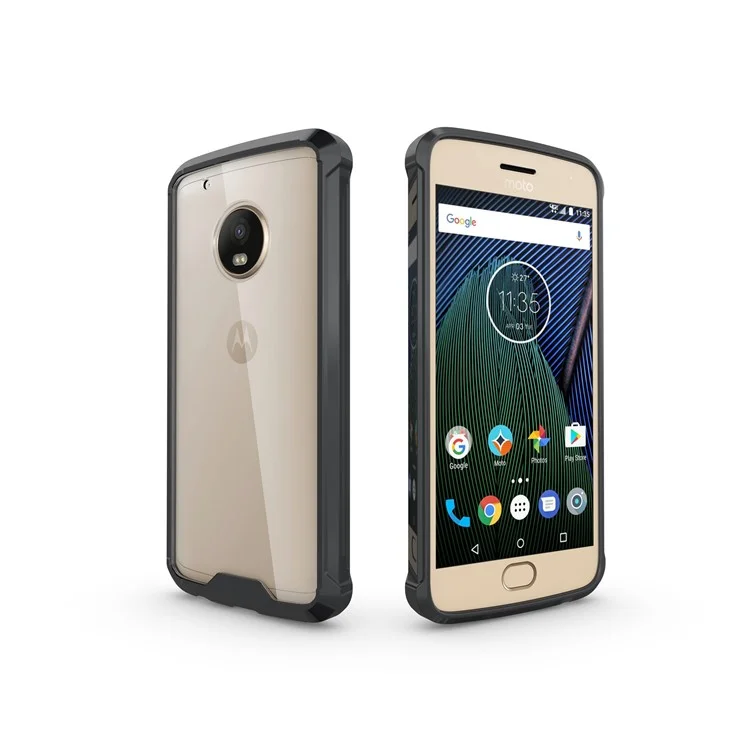 TPU + Transparent Acrylic Protective Cell Phone Case for Motorola Moto G5 Plus - Black