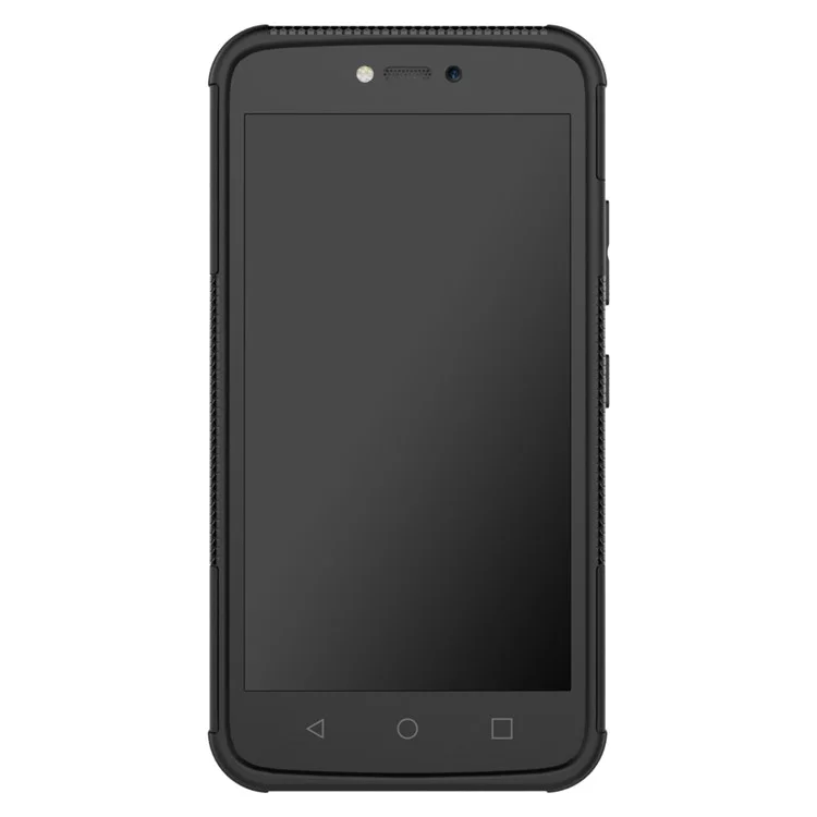 For Motorola Moto C Plus 2-in-1 Tyre Pattern Kickstand Combo Casing  (PC + TPU) - Black