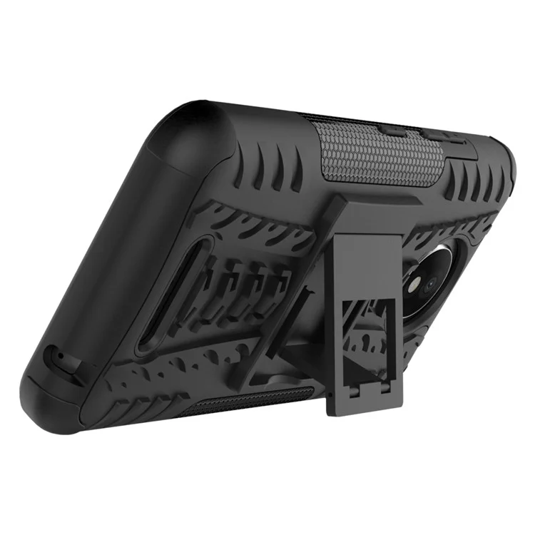For Motorola Moto C Plus 2-in-1 Tyre Pattern Kickstand Combo Casing  (PC + TPU) - Black