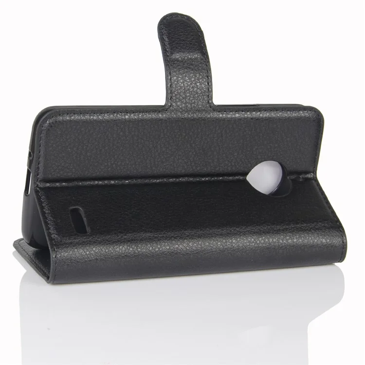 For Motorola Moto E4 (EU Version) Litchi Skin Leather Stand Magnetic Phone Cover Case - Black