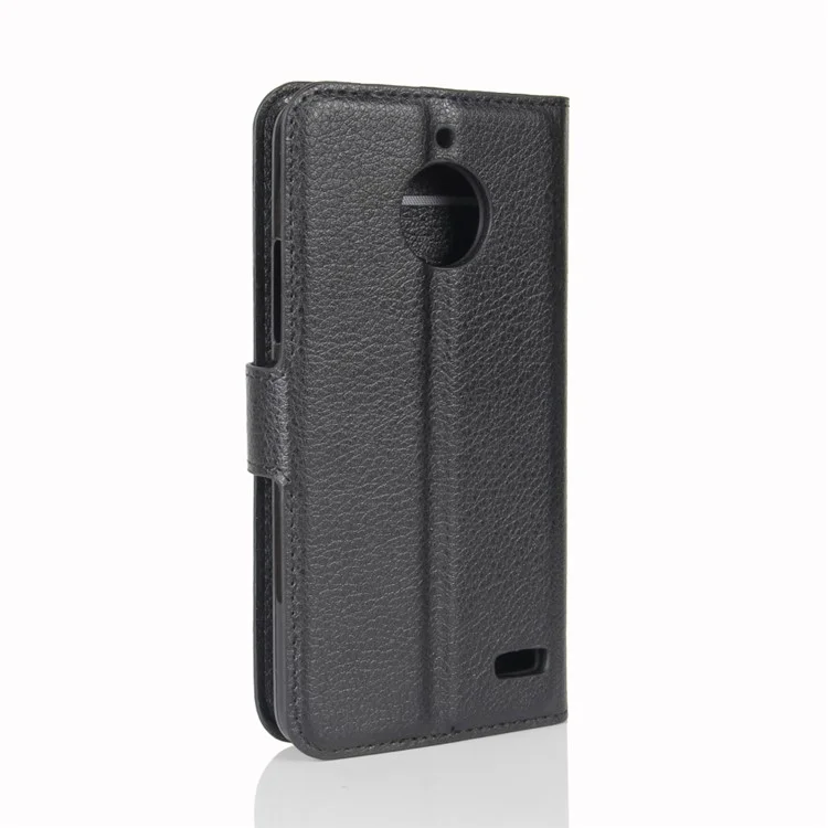 For Motorola Moto E4 (EU Version) Litchi Skin Leather Stand Magnetic Phone Cover Case - Black