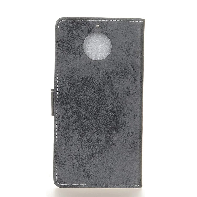 For Motorola MOTO G5S Plus Vintage Style Leather Mobile Wallet Casing - Grey