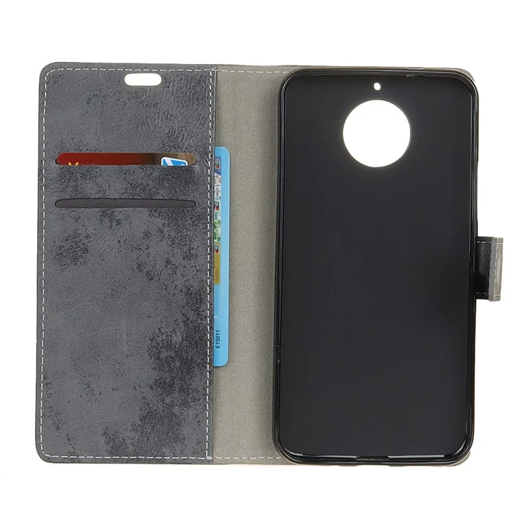 For Motorola MOTO G5S Plus Vintage Style Leather Mobile Wallet Casing - Grey