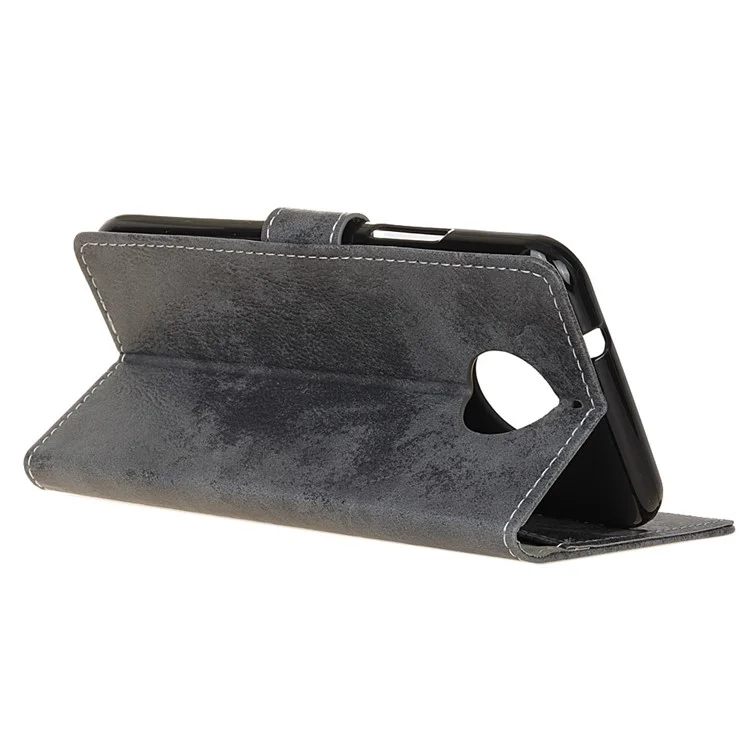 For Motorola MOTO G5S Plus Vintage Style Leather Mobile Wallet Casing - Grey