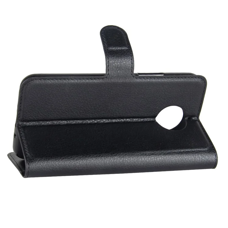 For Motorola MOTO G5S Plus Litchi Grain Wallet Leather Stand Mobile Phone Cover - Black