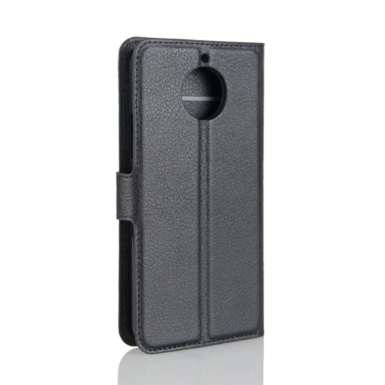 For Motorola MOTO G5S Plus Litchi Grain Wallet Leather Stand Mobile Phone Cover - Black