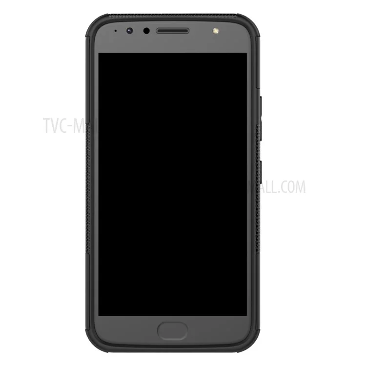 Reifenmuster 2-in-1 TPU + PC Hybrid Mobile Rückseite Mit Kickstand Für Motorola Moto G5S Plus - Schwarz