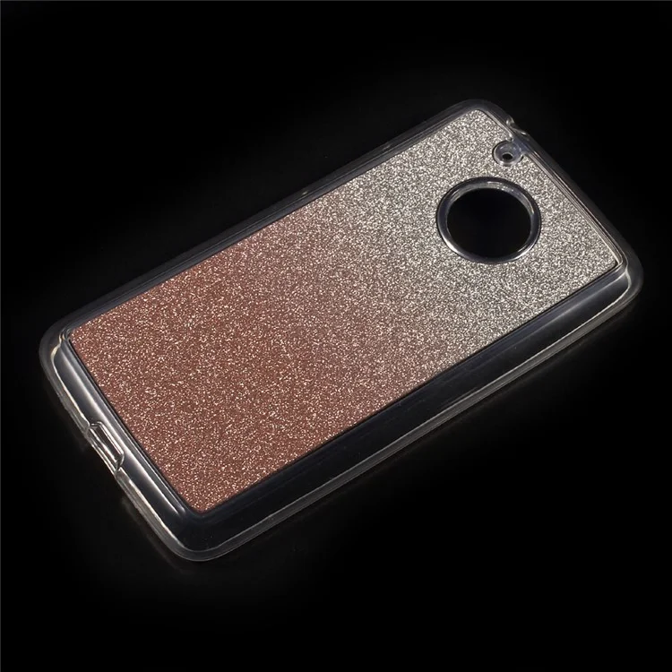 Gradient Color Glittery Powder Flexible TPU Back Case for Motorola Moto G5 - Rose Gold