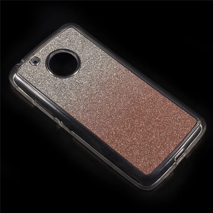 Gradient Color Glittery Powder Flexible TPU Back Case for Motorola Moto G5 - Rose Gold