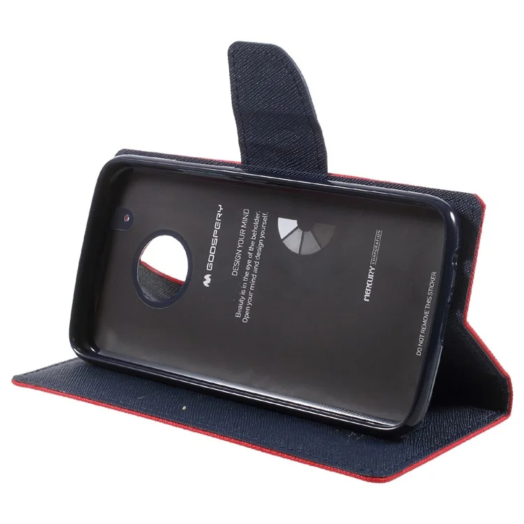 MERCURY GOOSPERY Fancy Diary Leather Folio Flip Case for Motorola Moto G5 Plus - Red