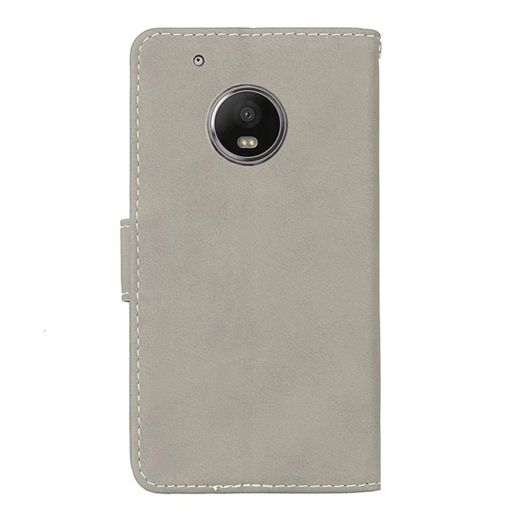 Matte Leather Card Slots Stand Phone Casing for Motorola Moto G5 Plus - Grey