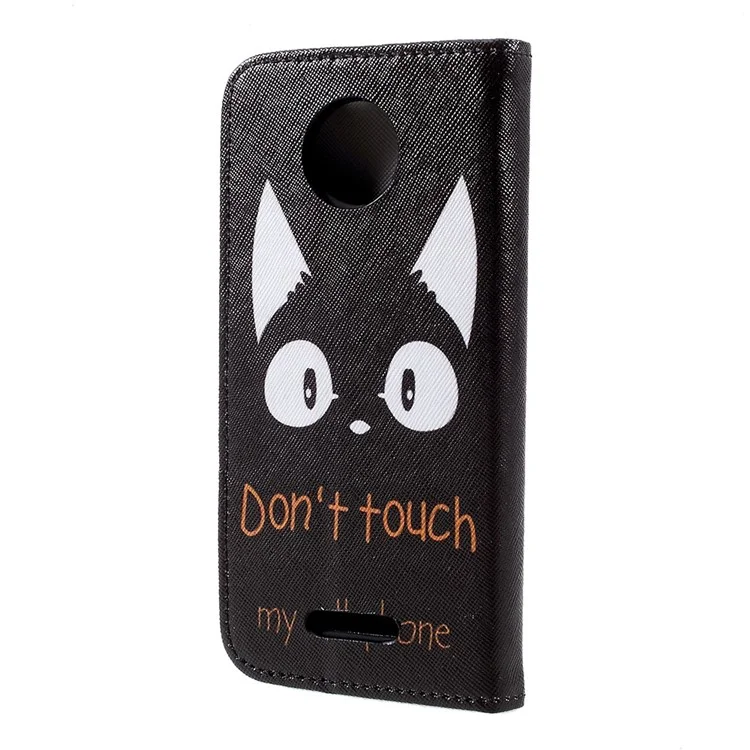 Pattern Printing Wallet Leather Stand Case for Motorola Moto C - Do Not Touch My Cell Phone
