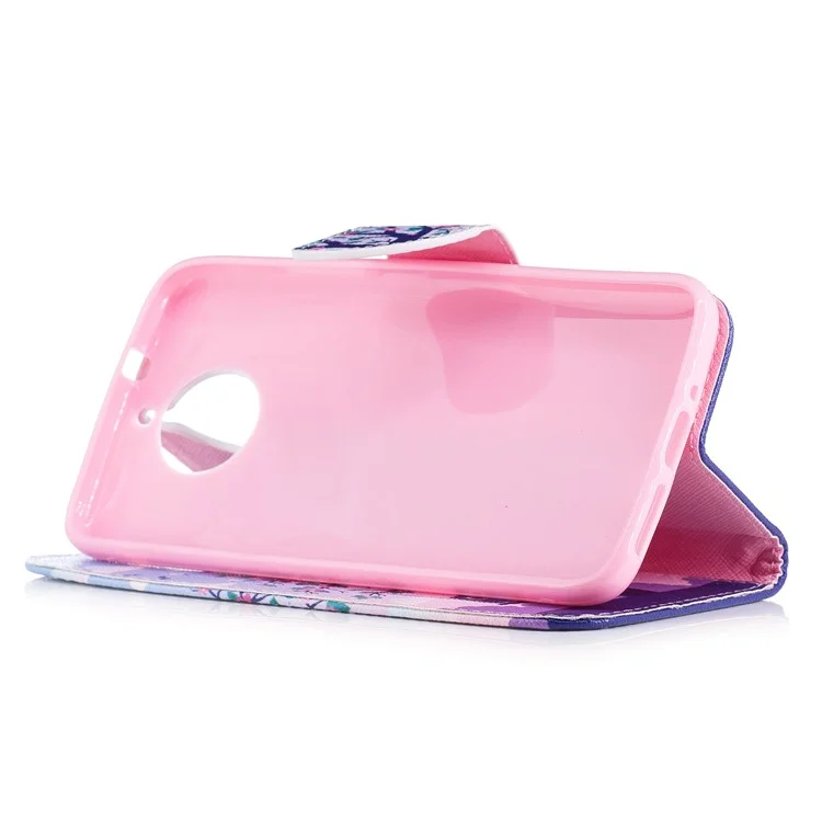 Pattern Printing PU Leather Wallet Stand Phone Case for Motorola Moto G5S - Two Swinging Owls