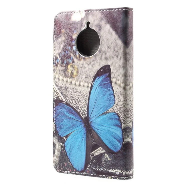 Patterned PU Leather Wallet Stand Protective Phone Shell for Motorola Moto E4 Plus EU Version - Butterfly