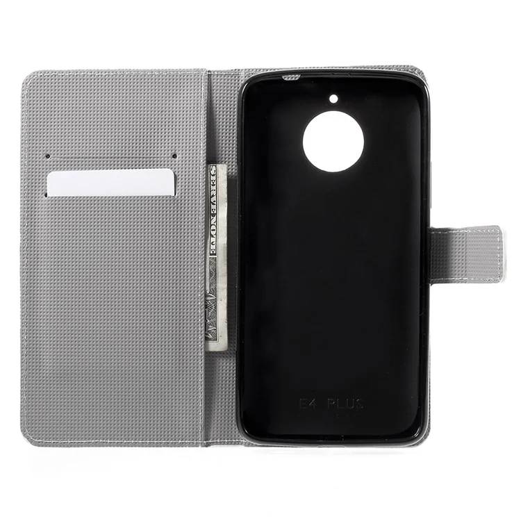 Patterned PU Leather Wallet Stand Protective Phone Shell for Motorola Moto E4 Plus EU Version - Butterfly
