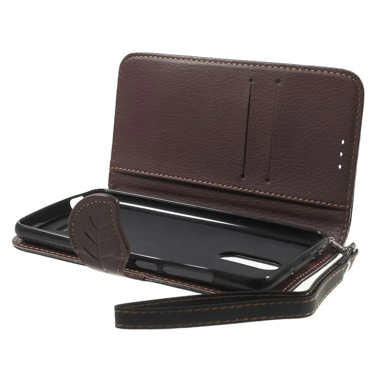 Leaf Shape Magnetic Flap Leather Wallet Case for Xiaomi Redmi Note 3 - Black