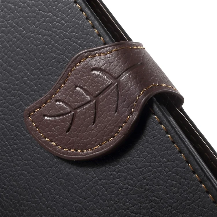 Leaf Shape Magnetic Flap Leather Wallet Case for Xiaomi Redmi Note 3 - Black