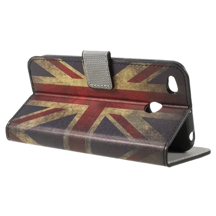 Patterned Leather Wallet Stand Cover for Xiaomi Redmi 4X - Retro UK Union Jack Flag