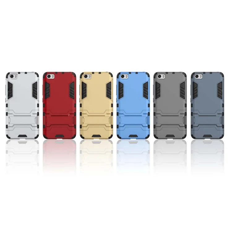 Hybrid PC and TPU Case for Xiaomi Mi 5 with Kickstand - Silver