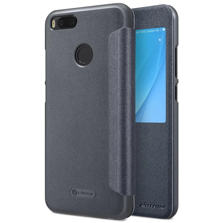 NILLKIN Sparkle Series Smart Sleep View Leather Case for Xiaomi Mi A1 / 5X - Black