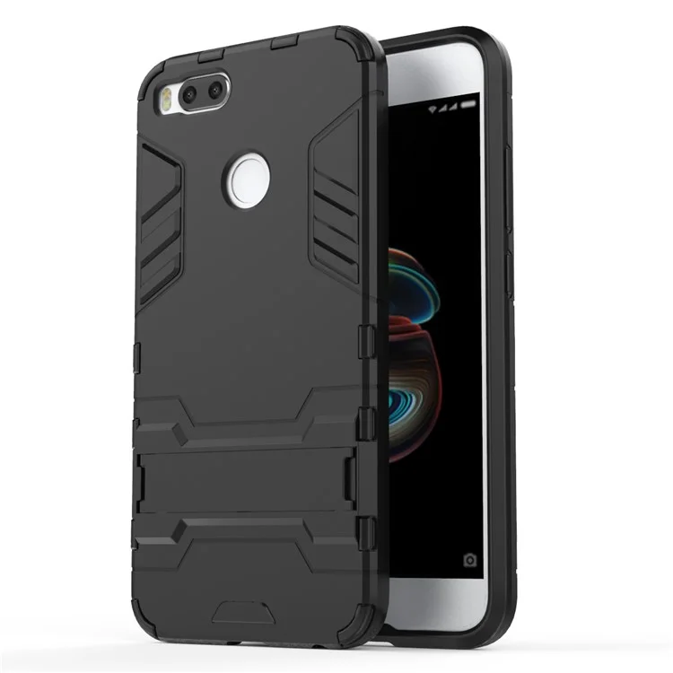 Shockproof PC + TPU Hybrid Kickstand Phone Case for Xiaomi Mi A1 / 5X - Black