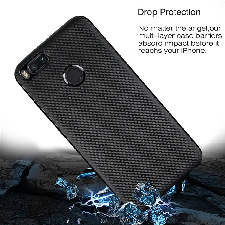 Carbon Fiber Texture Soft TPU Back Cover for Xiaomi Mi A1 / 5X - Black
