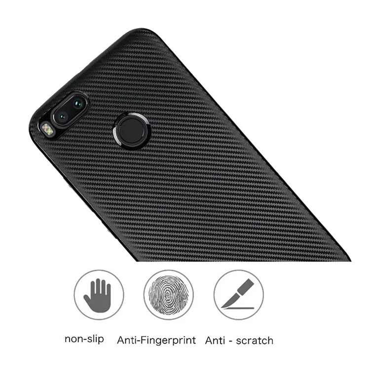 Carbon Fiber Texture Soft TPU Back Cover for Xiaomi Mi A1 / 5X - Black