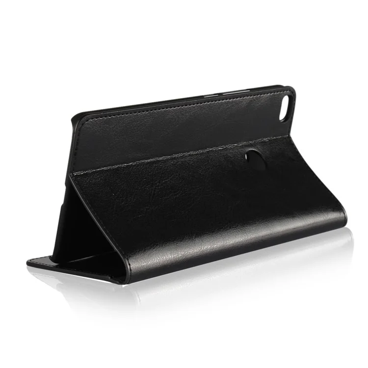 Crazy Horse Genuine Leather Magnetic Wallet Case for Xiaomi Mi Max 2 - Black