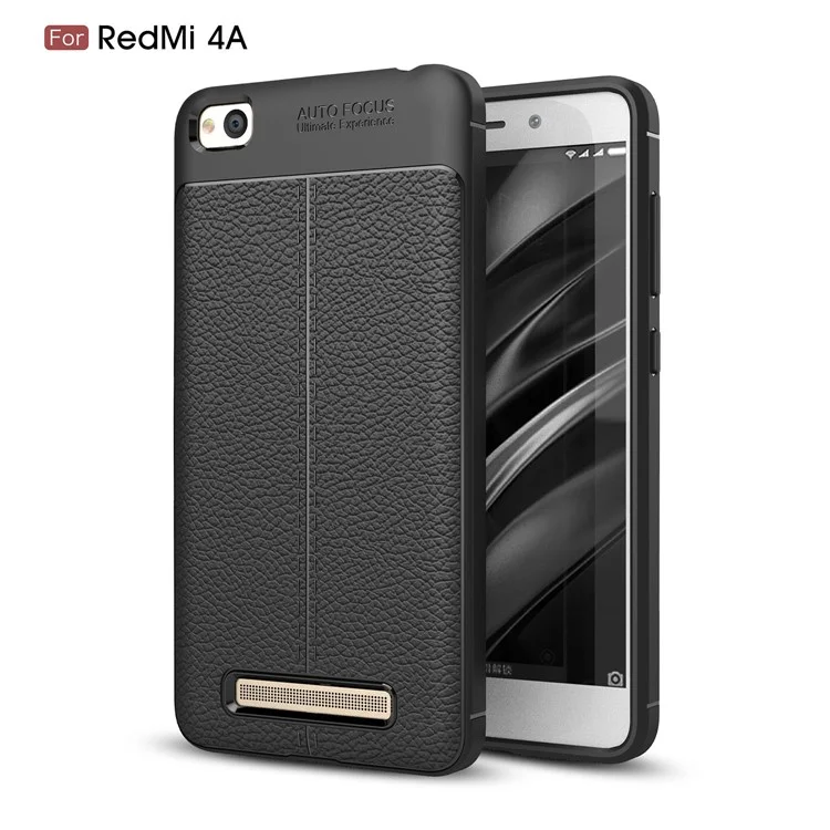 Litchi Grain Soft TPU Case Cover for Xiaomi Redmi 4A - Black