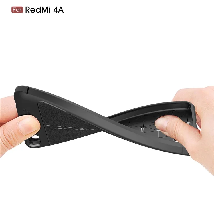 Litchi Grain Soft TPU Case Cover for Xiaomi Redmi 4A - Black