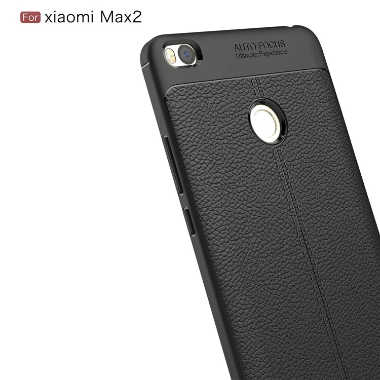 Litchi Skin Anti-fingerprint PU Leather Coated TPU Soft Case for Xiaomi Mi Max 2 - Black