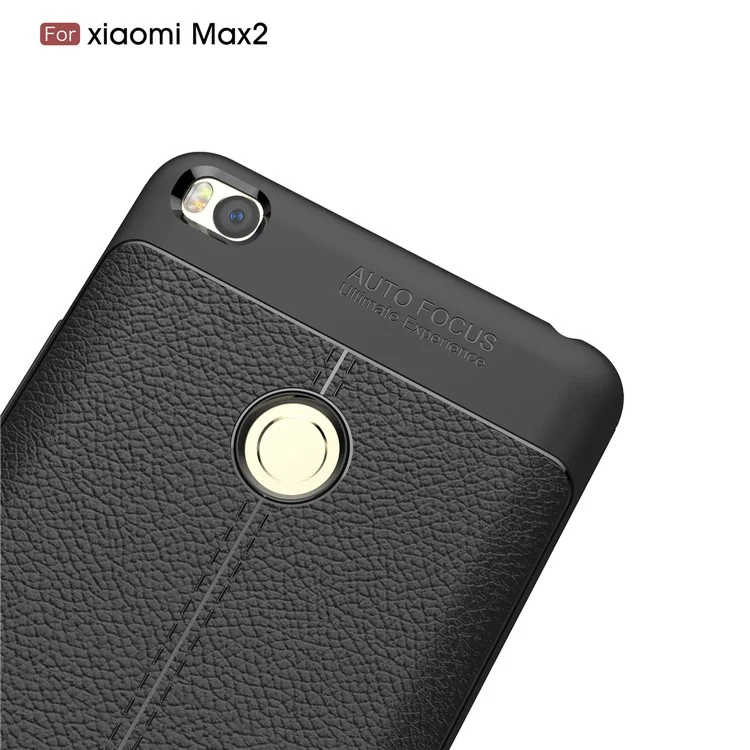 Litchi Skin Anti-fingerprint PU Leather Coated TPU Soft Case for Xiaomi Mi Max 2 - Black