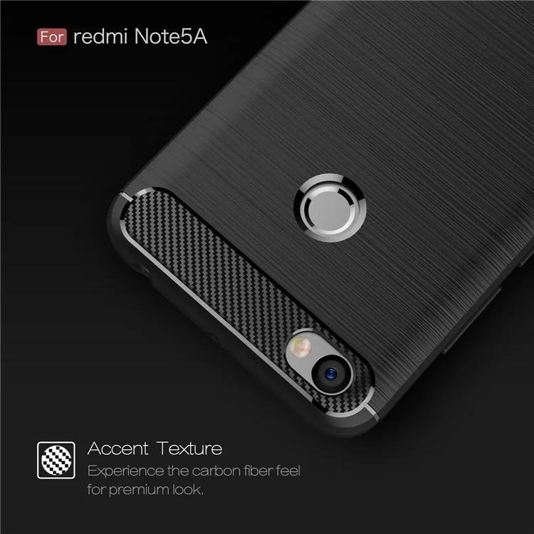 Carbon Fiber Texture Brushed TPU Phone Case for Xiaomi Redmi Note 5A Prime / Redmi Y1 (India) - Black
