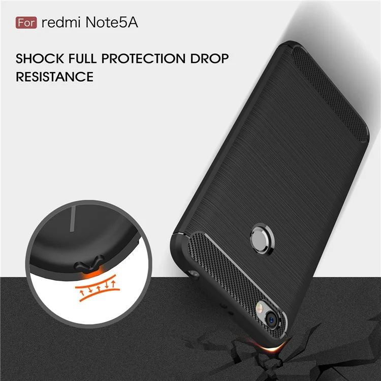 Carbon Fiber Texture Brushed TPU Phone Case for Xiaomi Redmi Note 5A Prime / Redmi Y1 (India) - Black