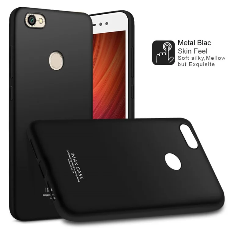 IMAK Slim Version Skin Feel TPU Cover for Xiaomi Redmi Note 5A Prime / Redmi Y1 with Screen Film - Metal Black