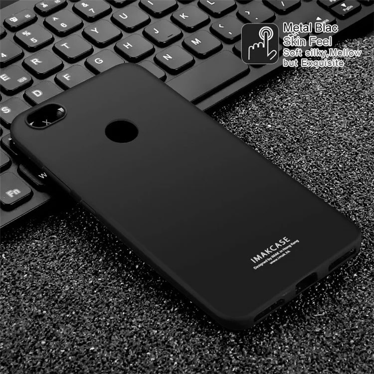 IMAK Slim Version Skin Feel TPU Cover for Xiaomi Redmi Note 5A Prime / Redmi Y1 with Screen Film - Metal Black