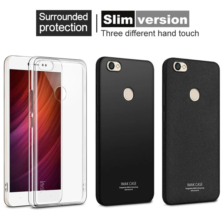 IMAK Slim Version Skin Feel TPU Cover for Xiaomi Redmi Note 5A Prime / Redmi Y1 with Screen Film - Metal Black