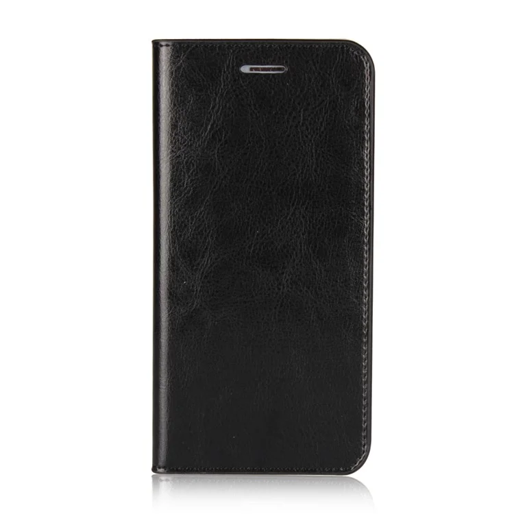 For Xiaomi Mi 5X Crazy Horse Genuine Leather Wallet Case with Stand - Black