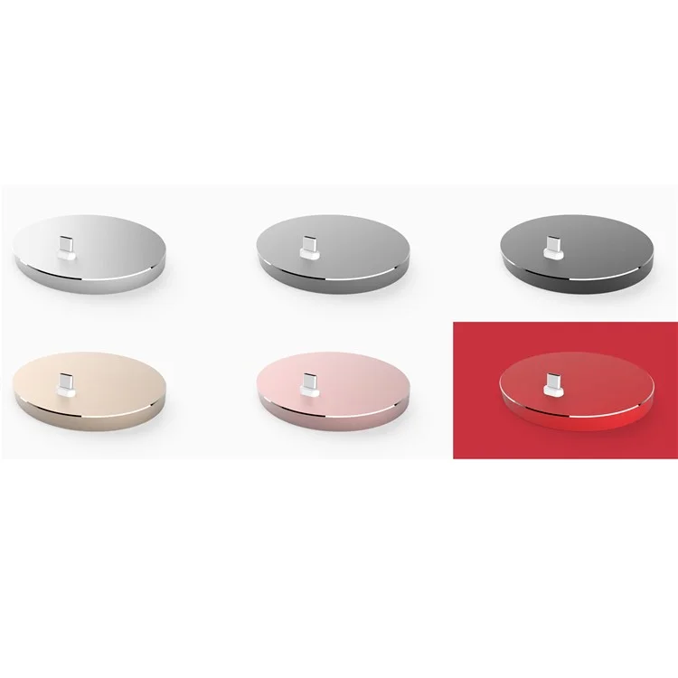 Aluminum Alloy Round Shape Type-C USB Charger Pad for Samsung HTC - Black