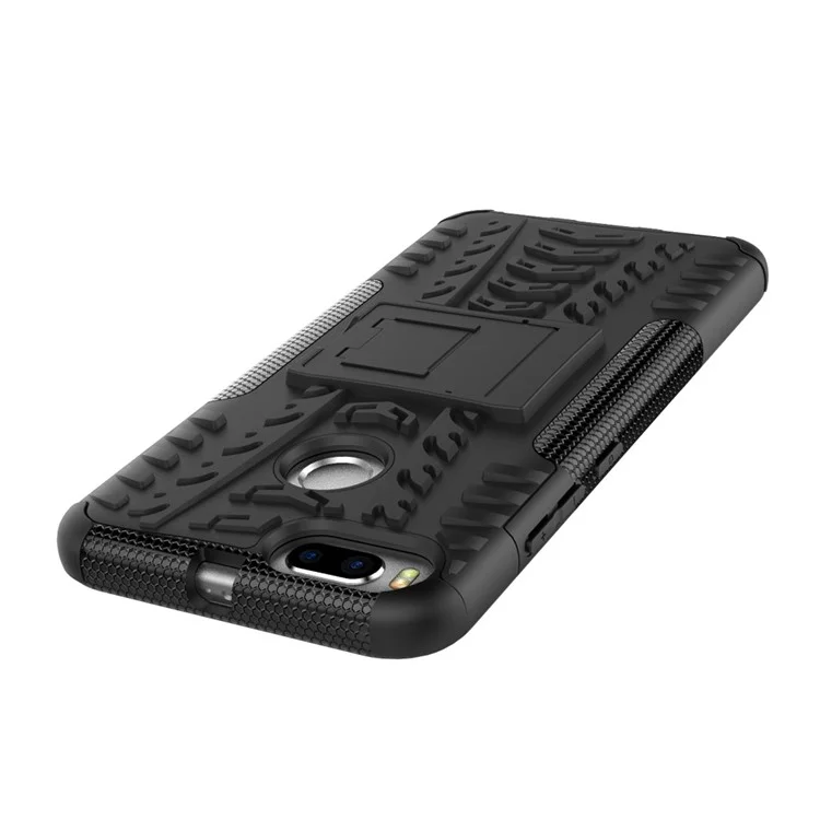 Tyre Pattern PC + TPU Hybrid Case with Kickstand for Xiaomi Mi A1 / 5X - Black