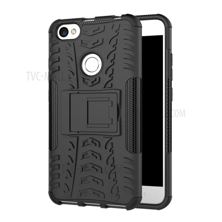 Tire Pattern Kickstand PC + TPU Hybrid Case Pour Xiaomi Redmi Note 5A Prime / Redmi Y1 - le Noir