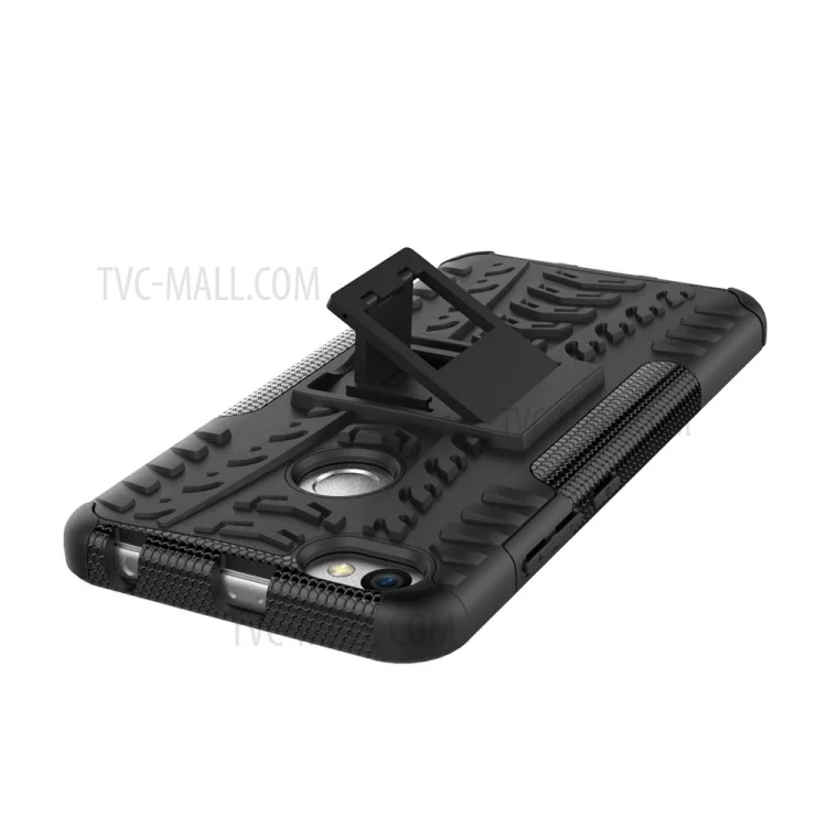 Patrón de Neumáticos Kickstand PC + TPU Hybrid Case Para Xiaomi Redmi Note 5A Prime / Redmi Y1 - Negro