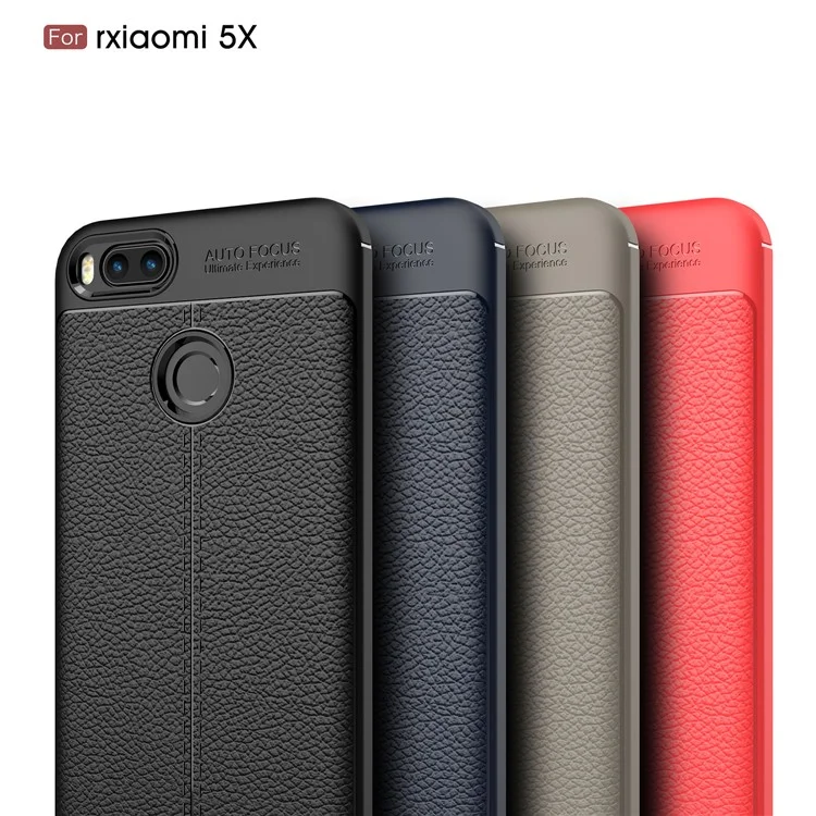 Litchi Skin PU Leather Coated TPU Case for Xiaomi Mi A1 / 5X - Black