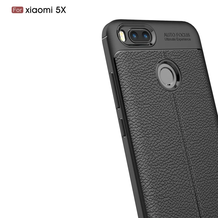 Litchi Skin PU Leather Coated TPU Case for Xiaomi Mi A1 / 5X - Black