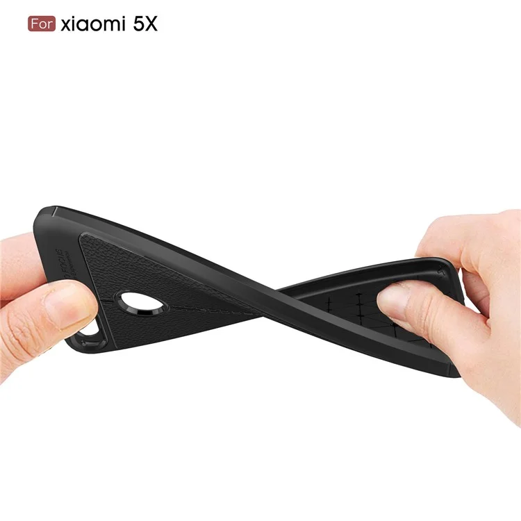 Litchi Skin PU Leather Coated TPU Case for Xiaomi Mi A1 / 5X - Black