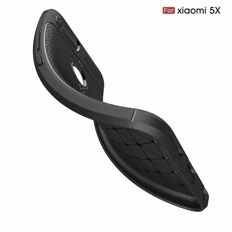 Litchi Skin PU Leather Coated TPU Case for Xiaomi Mi A1 / 5X - Black
