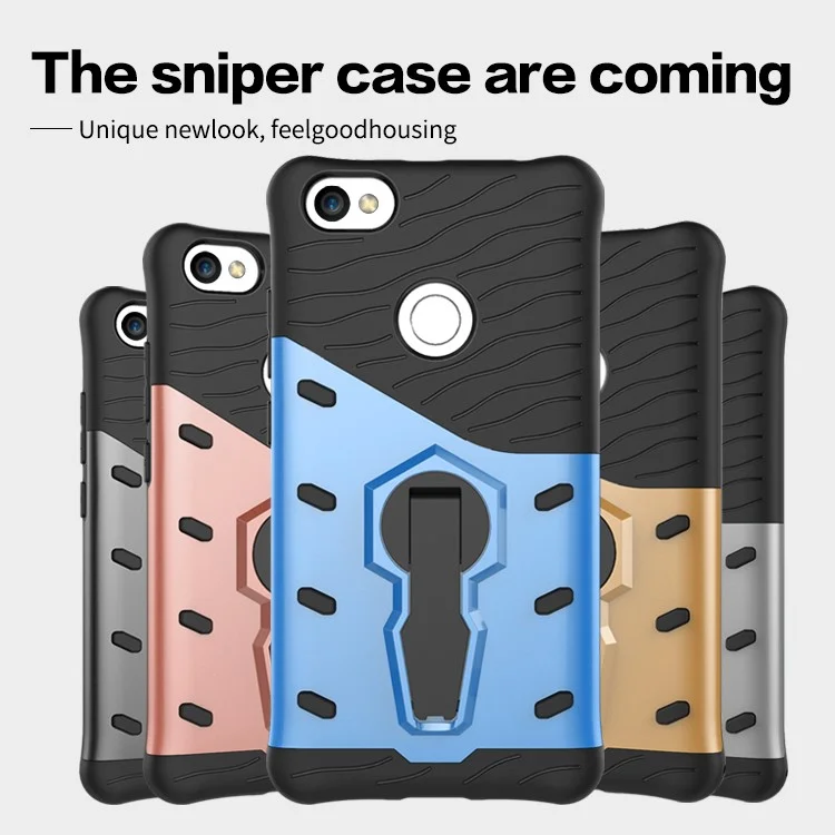 Soft TPU PC Detachable Phone Casing with Rotary Kickstand for Xiaomi Redmi Note 5A Prime / Redmi Y1 - Grey